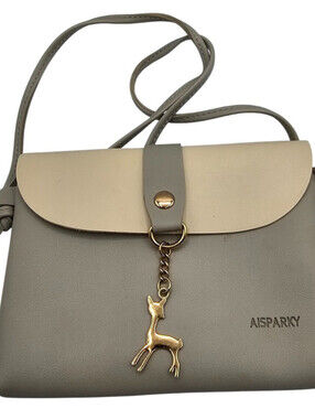 Aisparky Small Crossbody Purse Taupe Beige w/ Deer Tassel
